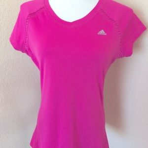 Adidas athletic top hot pink short sleeves